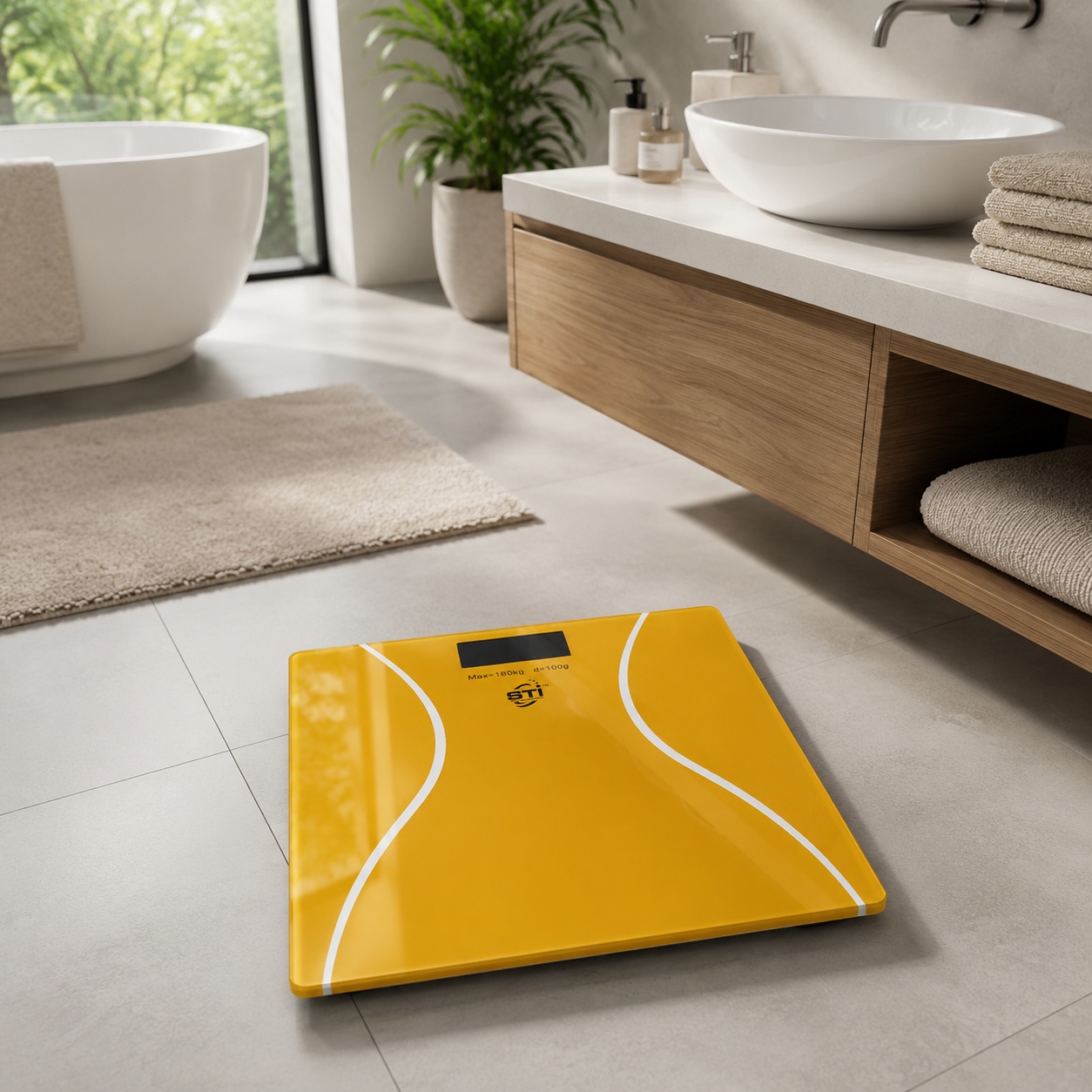 STI Digital Bathroom Scale 180kg with LCD Display – Gold Personal Body Weight Scale