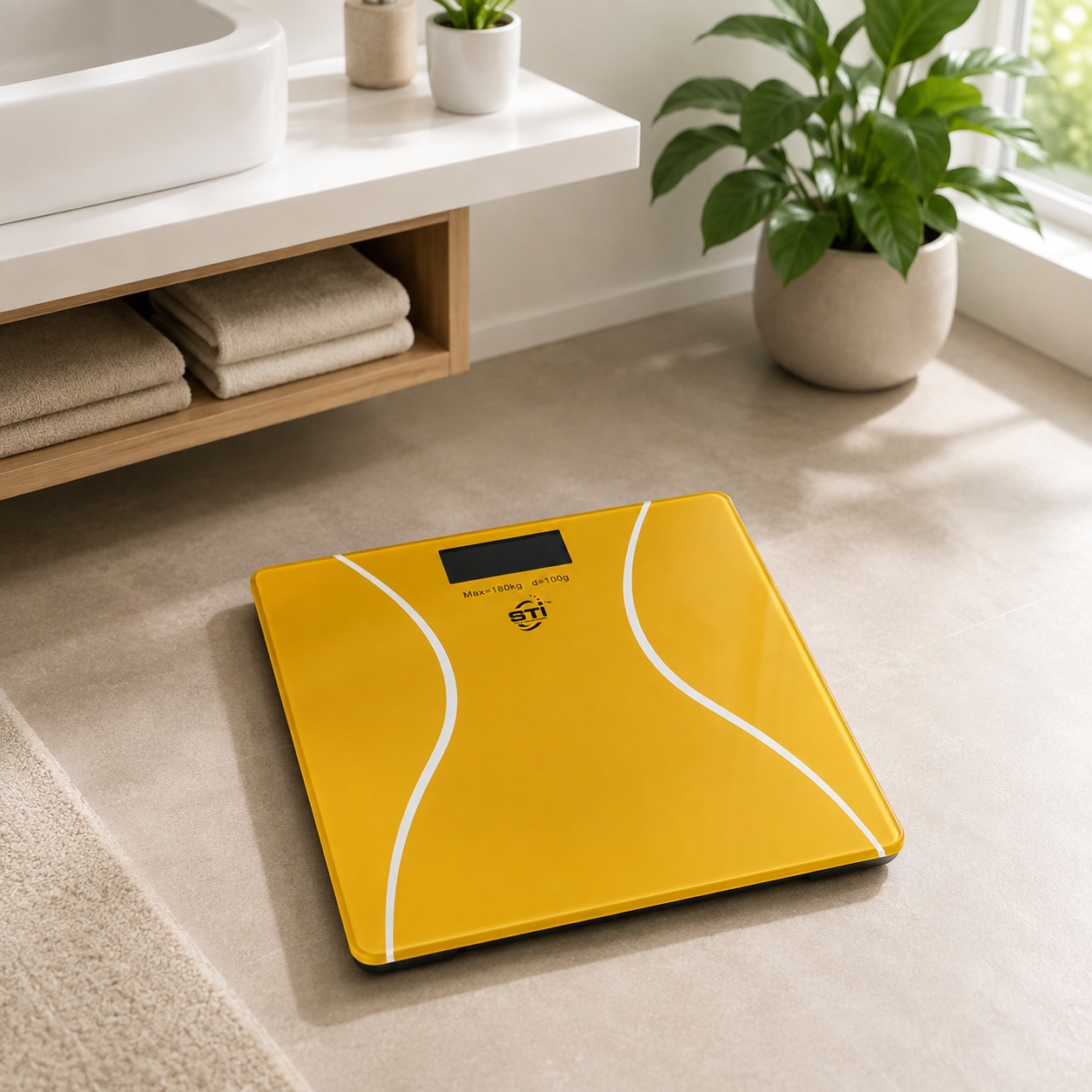 STI Digital Bathroom Scale 180kg with LCD Display – Gold Personal Body Weight Scale