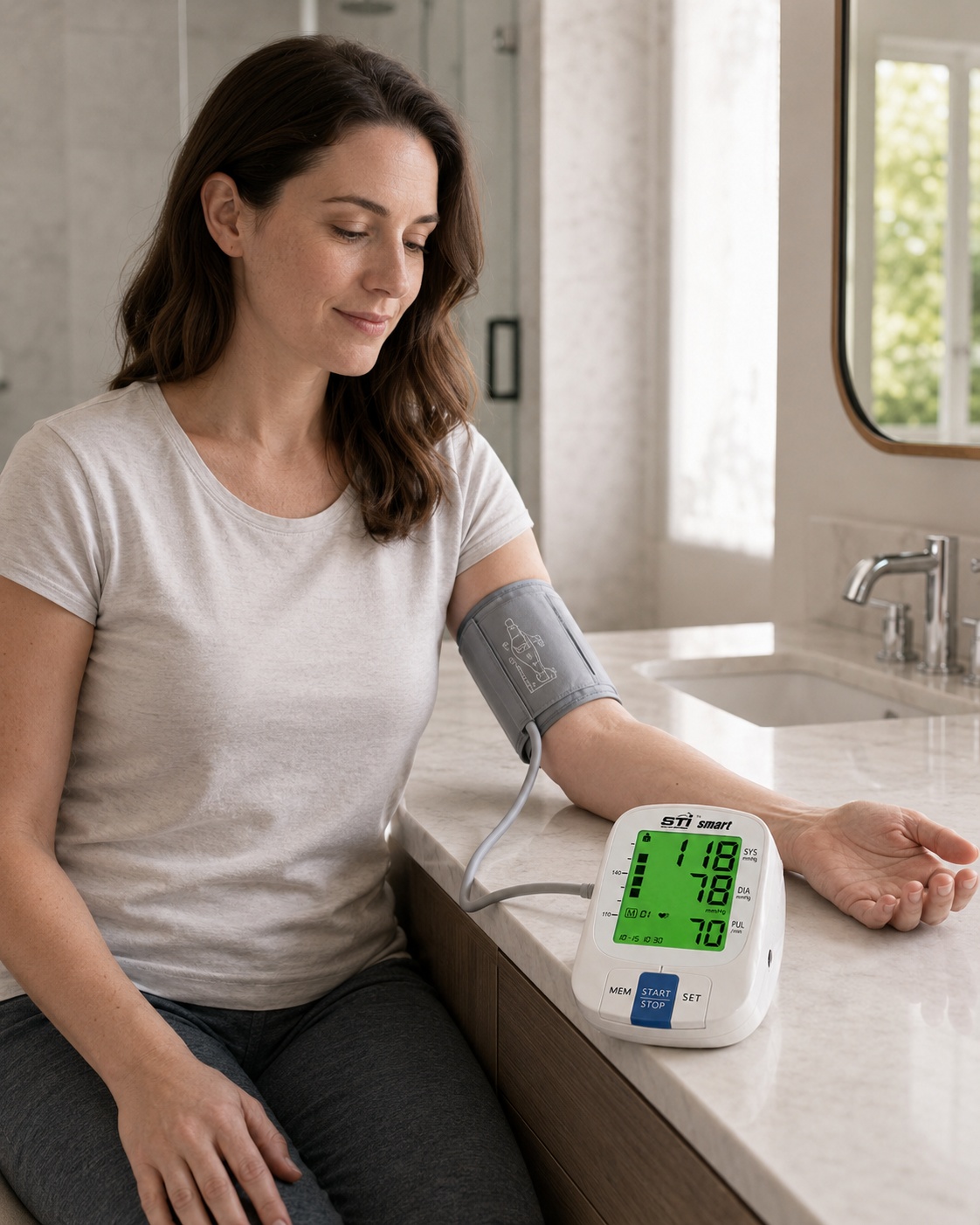 STI Smart Digital Arm Blood Pressure Monitor – Dual User, 2×90 Memory, Voice Broadcast & Large LCD
