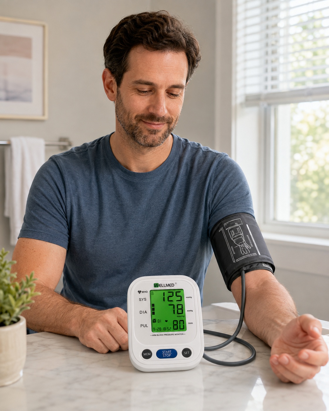 WELLMED B01 Digital Upper Arm Blood Pressure Monitor with Voice, 99 Memory & Green LCD