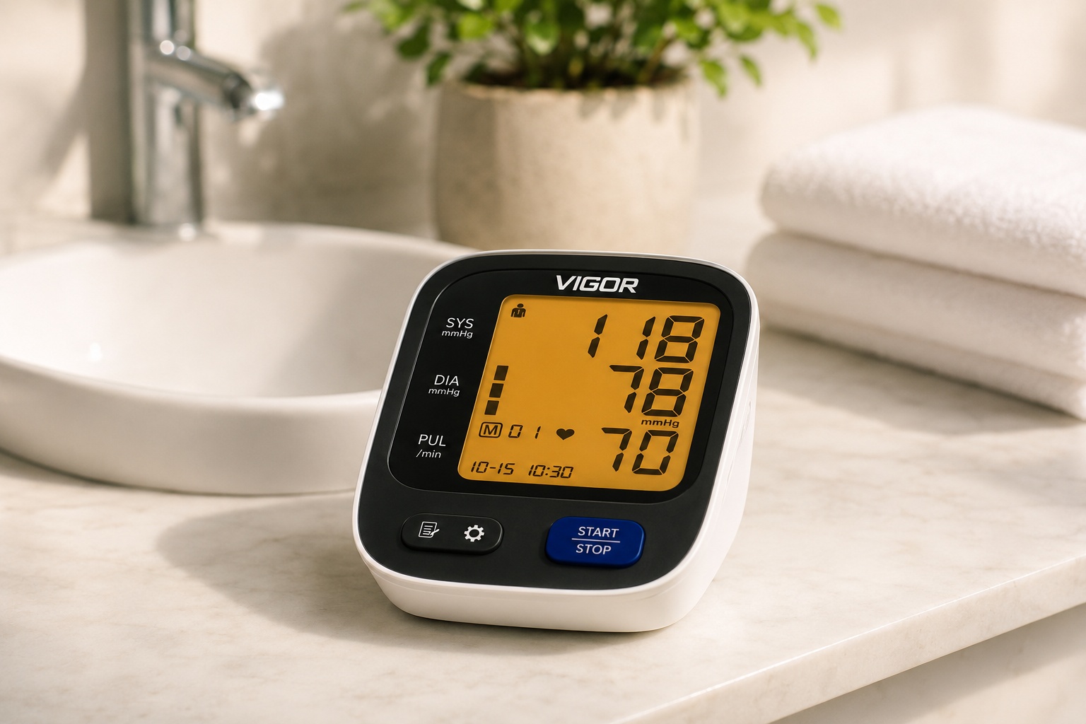 VIGOR 03 Digital Arm Blood Pressure Monitor with WHO Indicator, Irregular Heartbeat Detection & Large Cuff