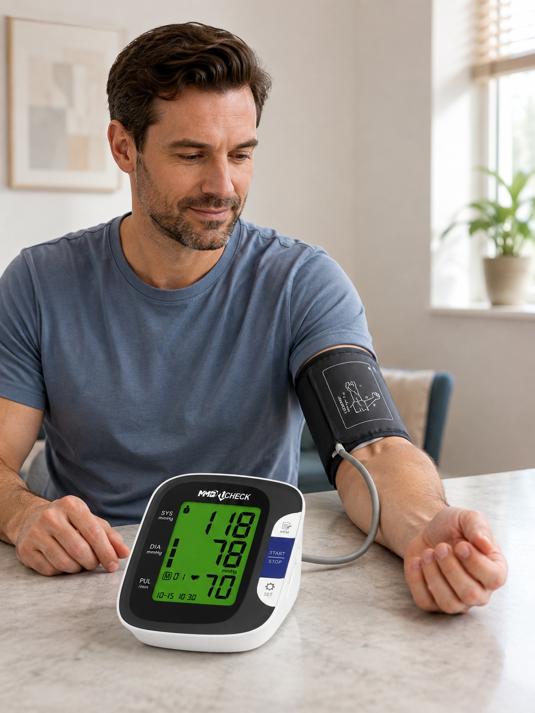 MMD UCHECK Digital Arm Blood Pressure Monitor with 2-User Memory, Irregular Heartbeat Detection & 22–32 cm Cuff