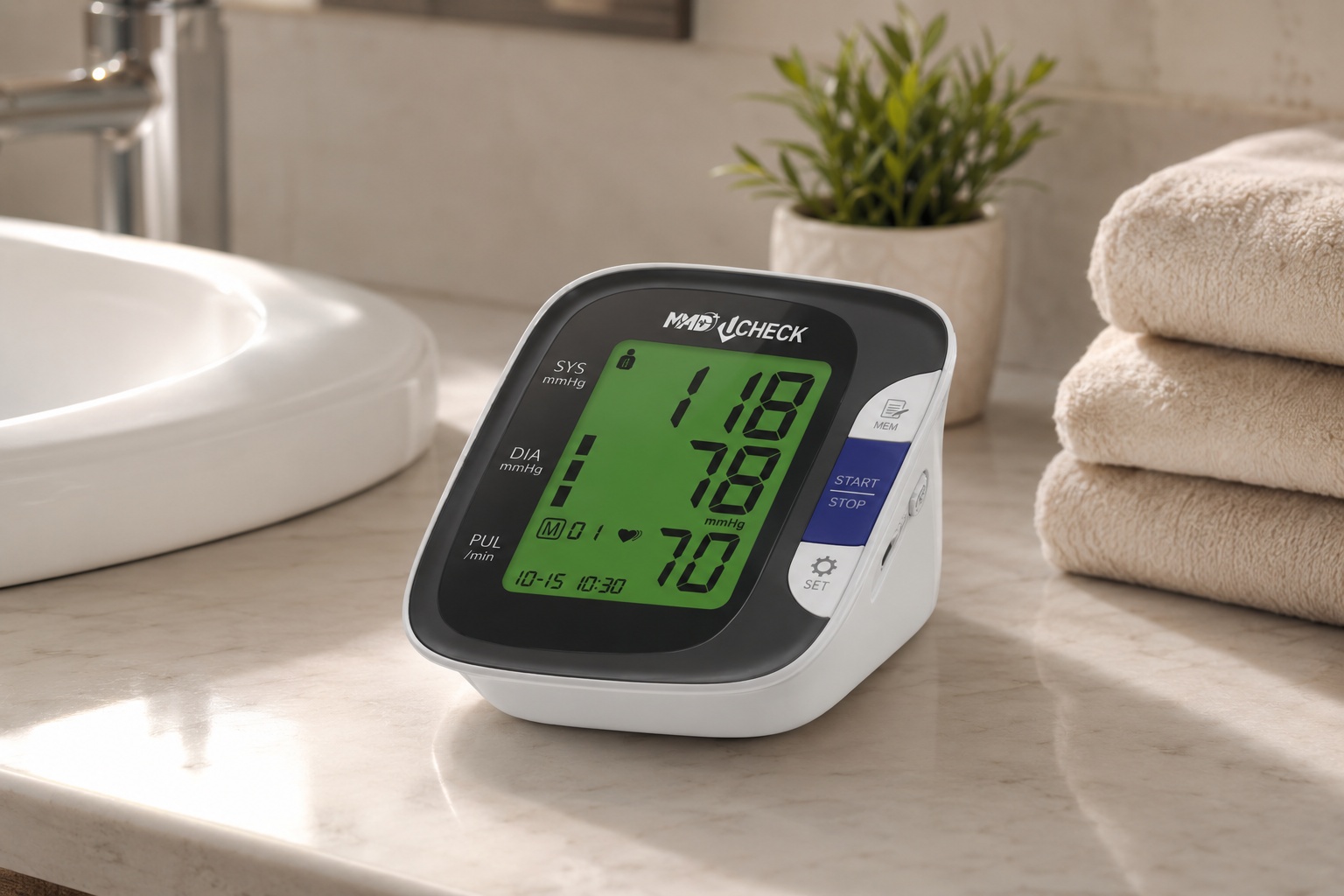 MMD UCHECK Digital Arm Blood Pressure Monitor with 2-User Memory, Irregular Heartbeat Detection & 22–32 cm Cuff
