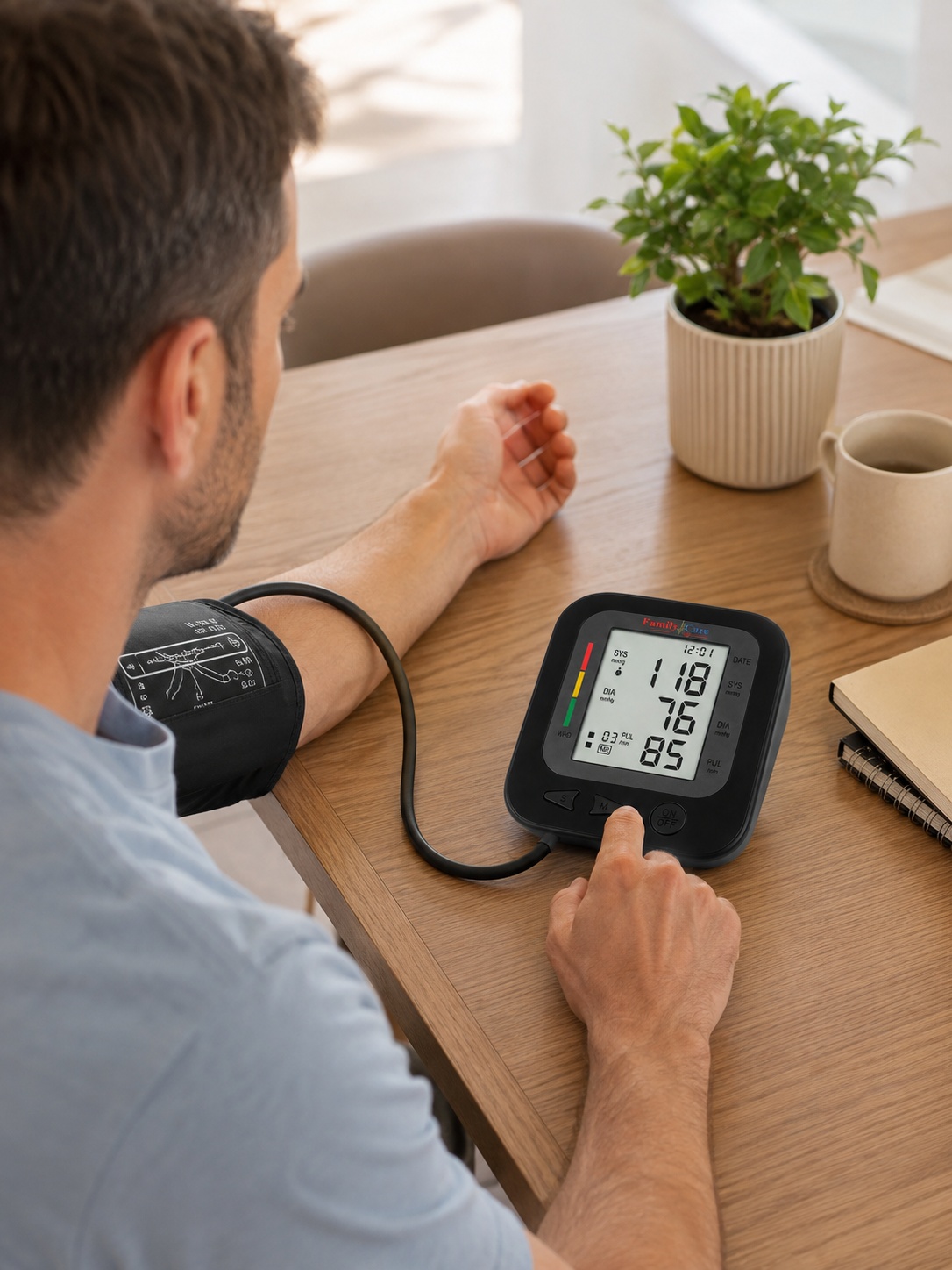 Family Care Automatic Digital Blood Pressure Monitor with Arrhythmia Detection, 2-User Memory, Color Display & USB Interface