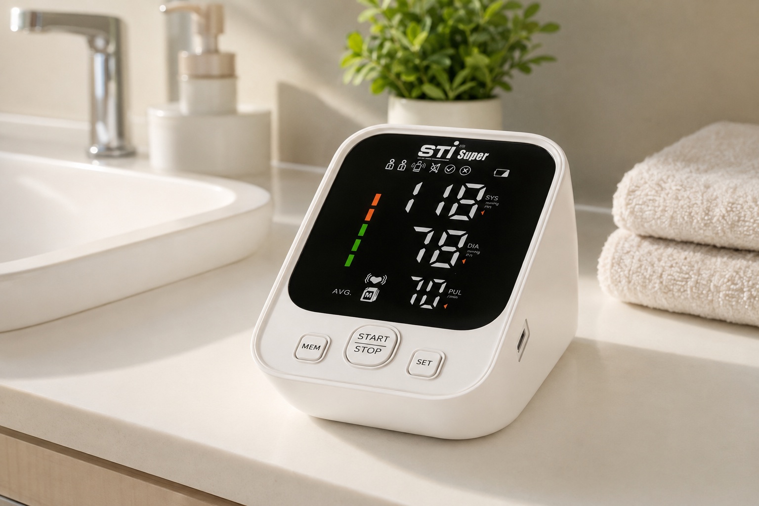STI Super Digital Arm Blood Pressure Monitor with Voice, WHO Indicator, 2×90 Memory & 22–32 cm Cuff
