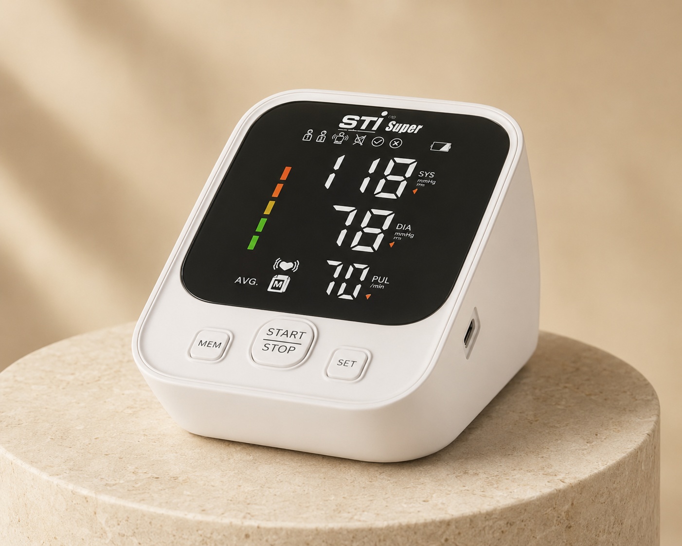 STI Super Digital Arm Blood Pressure Monitor with Voice, WHO Indicator, 2×90 Memory & 22–32 cm Cuff